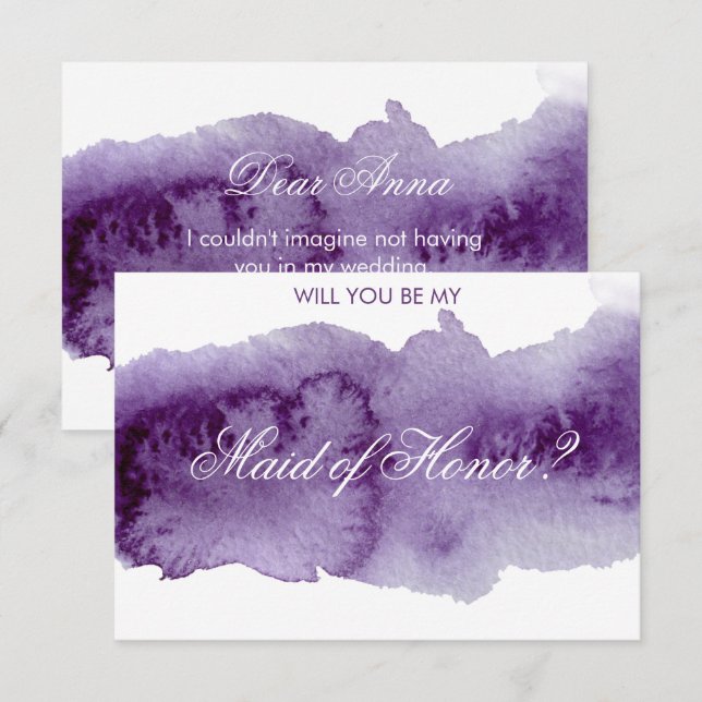 Ultra Violet Watercolor Will You Be My Invitation (Front/Back)