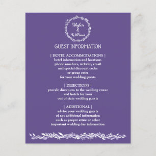 Ultra Violet Wedding Simple Guest Information Flyer
