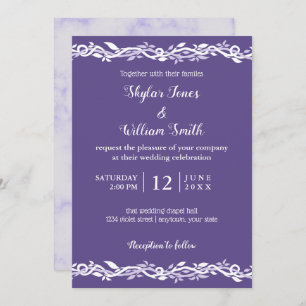 Ultra Violet Wedding Simple Purple And White Invitation
