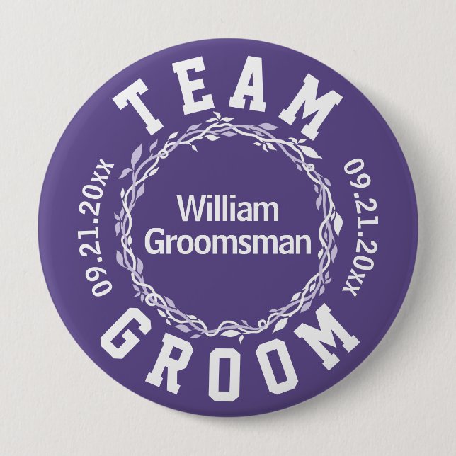 Ultra Violet Wedding Simple Team Groom Or Bride 4 Inch Round Button (Front)