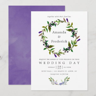 Ultra Violet Wedding Watercolor Floral Invitation