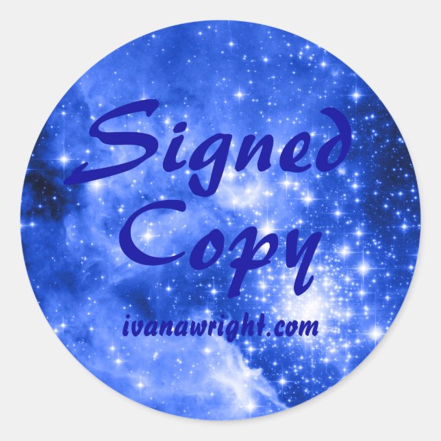 Ultramarine Blue Coloured Stars Signed Copy Classic Round Sticker (Front)