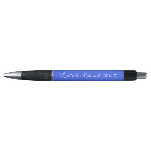 Ultramarine Blue Personalized Wedding Favours Pen (Front)