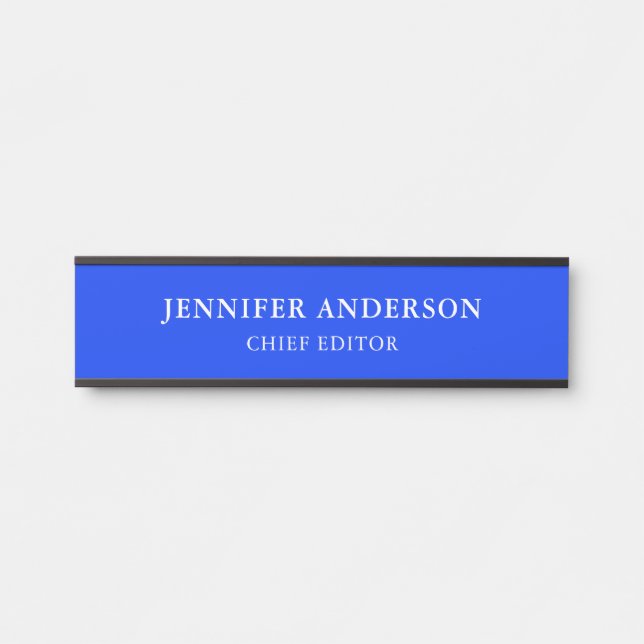 Ultramarine Blue Professional Modern Plain Door Sign (Front)
