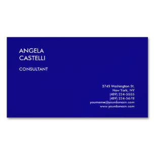 Ultramarine Blue Trendy Modern Minimalist Plain Magnetic Business Card