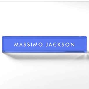 Ultramarine Blue Trendy Modern Professional Nameplate