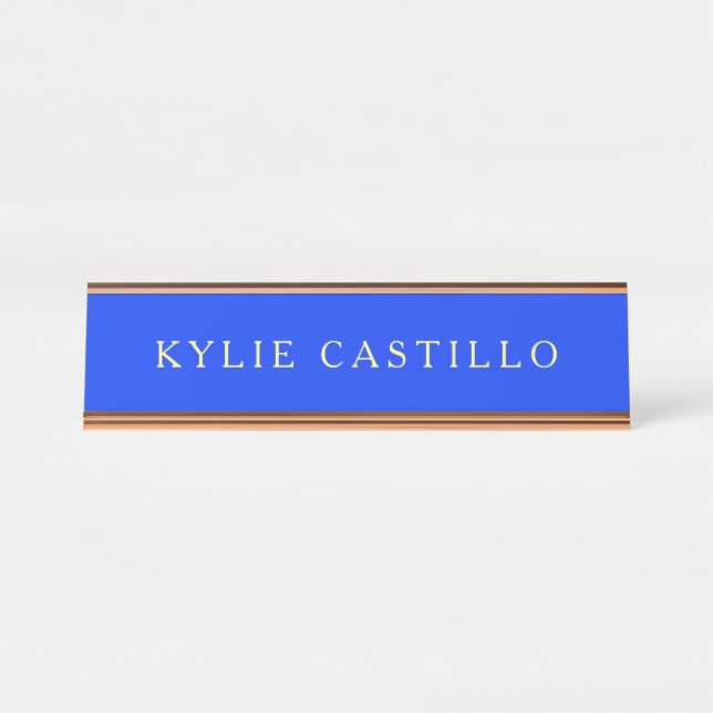 Ultramarine Blue Unique Classical Professional Desk Name Plate (Front)