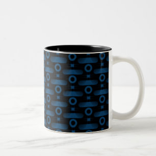 Ultramodern Abstract Mug, Royal Blue Two-Tone Coffee Mug