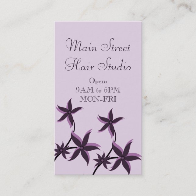 Ultramodern Floral Business Card, Lavender Business Card (Front)