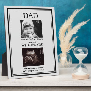Ultrasound 2 Photo Child Grey & Black Father's Day Plaque