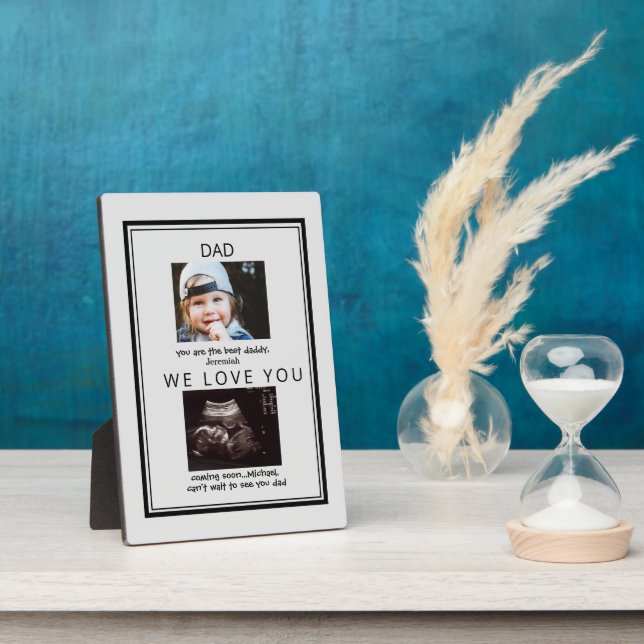 Ultrasound 2 Photo Child Grey Father's Day Plaque (Side)