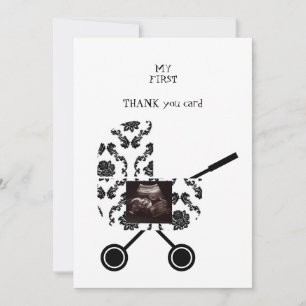Ultrasound B/W Damask Thank You Baby Viewpoint Card