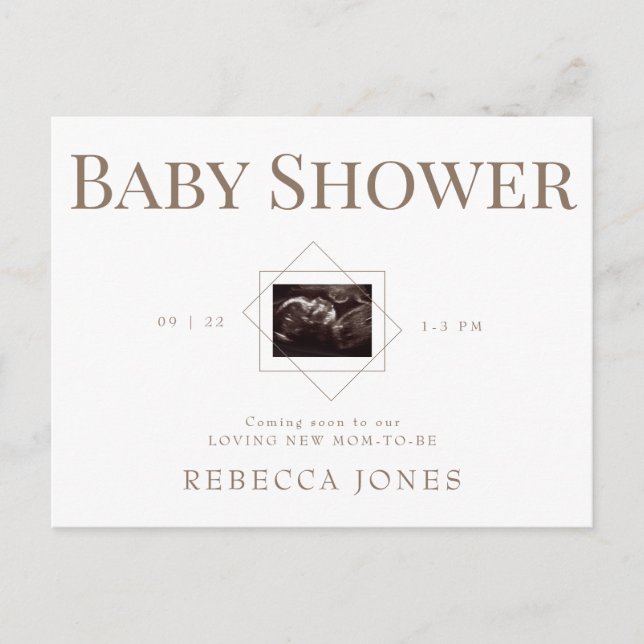 Ultrasound Coming Soon Baby Shower Gold Text Postcard (Front)