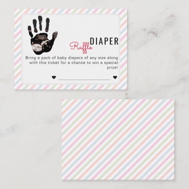 Ultrasound Cute Baby Shower Diaper Raffle Enclosure Card (Front/Back)