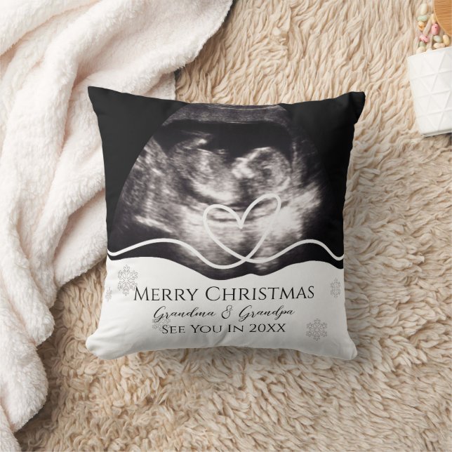 Ultrasound Grandparents Pregnancy Announcement Throw Pillow (Blanket)