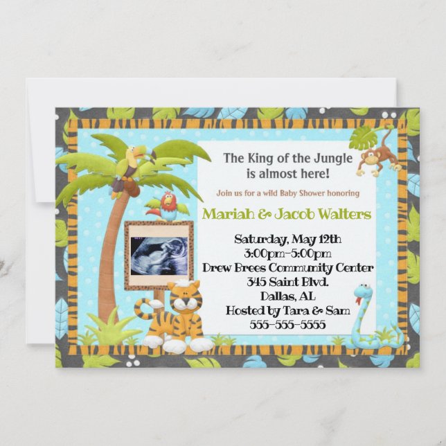 Ultrasound Jungle Baby Shower Invitation (Front)
