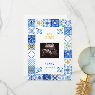 Ultrasound Mediterranean Blue Baby Thank You Funny Card