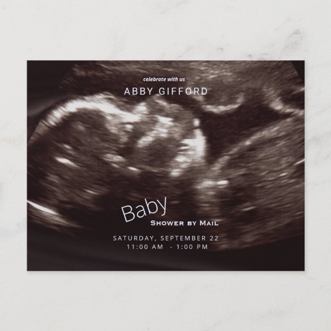 Ultrasound Photo Baby Shower by Mail Blue Invitation Postcard (Front)