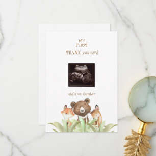 Ultrasound Photo Boy Funny Woodland Thank You Card