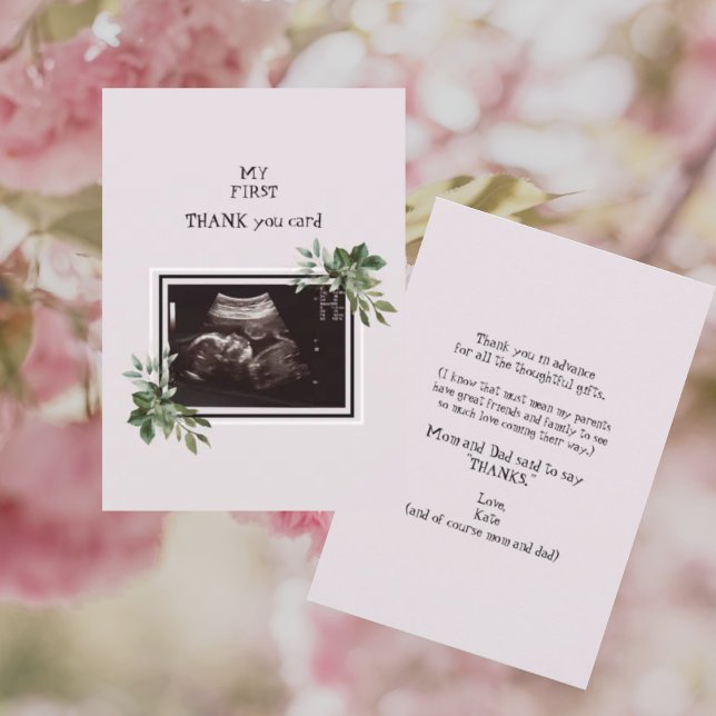 Ultrasound Photo Pink Baby Point of View Thank You Card (Creator Uploaded)