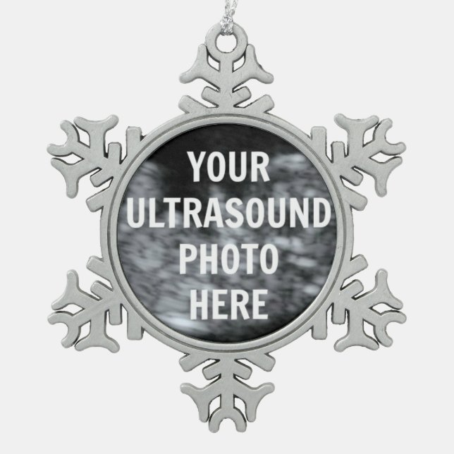 Ultrasound Picture Custom Template Snowflake Pewter Christmas Ornament (Front)