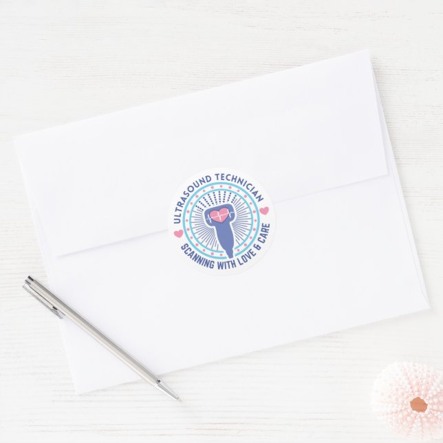 Ultrasound Tech Radiating Sonography Probe Classic Round Sticker (Envelope)