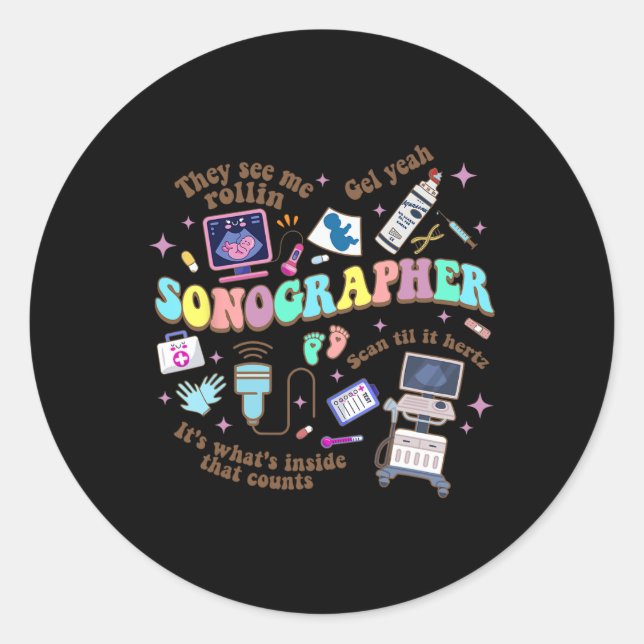 Ultrasound Tech Sonographer National Nurse Day  Classic Round Sticker (Front)