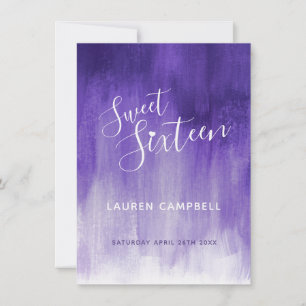 Ultraviolet abstract modern art sweet 16 RSVP card
