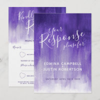 Ultraviolet abstract modern art wedding reply RSVP