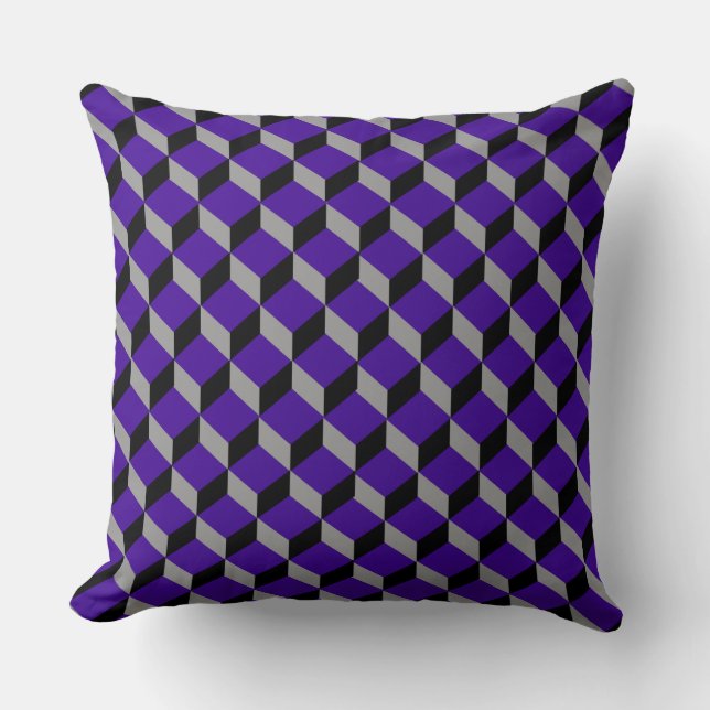Ultraviolet Optical Illusion Modern Patterned Throw Pillow (Front)