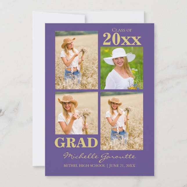 Ultraviolet Photo Graduation Announcement Card (Front)