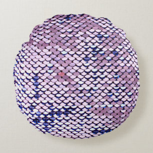 Ultraviolet vivid sequin glitter shiny texture. Gl Round Pillow