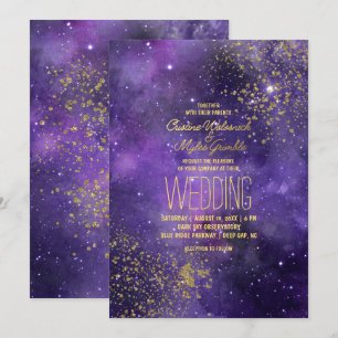 Ultraviolet Wedding   Glam Starry Night Invitation
