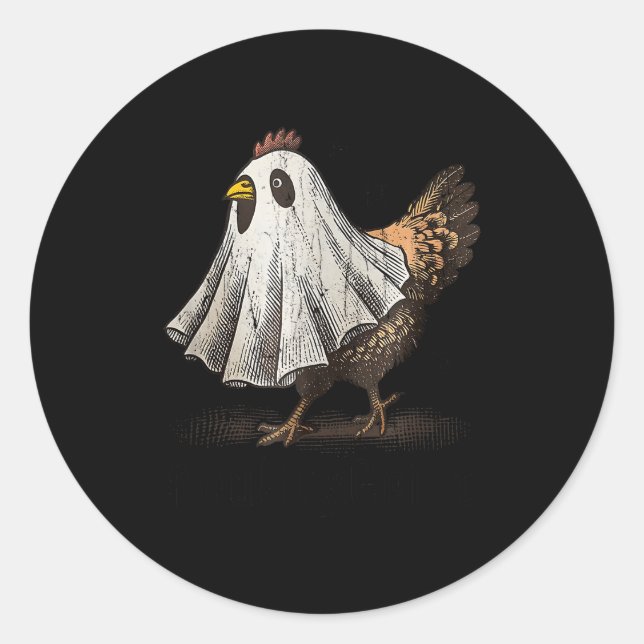 Ultrygeist Chicken, Chicken Ghost, Funny Halloween Classic Round Sticker (Front)