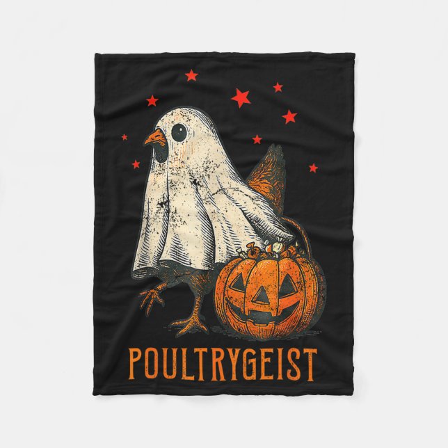 Ultrygeist Funny Halloween Chicken Ghost Costume P Fleece Blanket (Front)