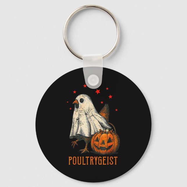 Ultrygeist Funny Halloween Chicken Ghost Costume P Keychain (Front)