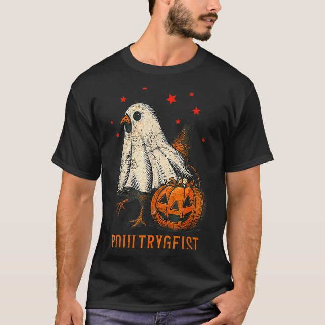 Ultrygeist Funny Halloween Chicken Ghost Costume P T-Shirt (Front)