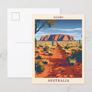 Uluru Australia Elegant Art Vintage Travel Postcard