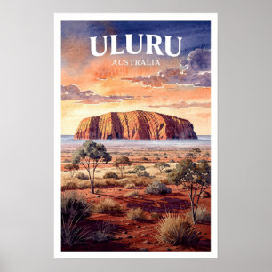 Uluru Australia Vintage Travel Poster