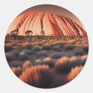 Uluru "Ayers Rock" Australia Oil Paint,  Classic Round Sticker