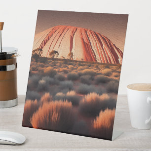 Uluru "Ayers Rock" Australia Oil Paint, Pedestal Sign