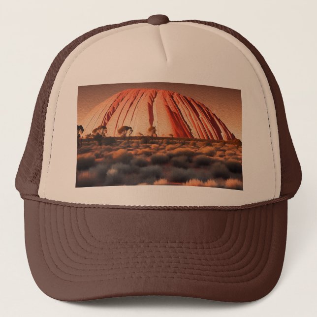 Uluru "Ayers Rock" Australia Oil Paint,  Trucker Hat (Front)