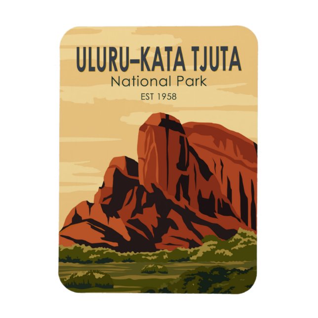 Uluru-Kata Tjuta National Park Australia Vintage  Magnet (Vertical)