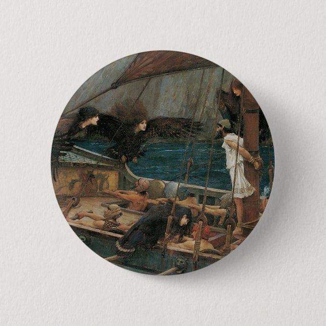 Ulysses and the Sirens by John William Waterhouse 2 Inch Round Button (Front)