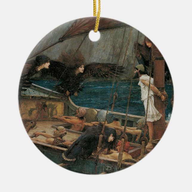 Ulysses and the Sirens by John William Waterhouse Ceramic Ornament (Front)