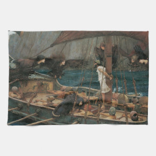 Ulysses and the Sirens by John William Waterhouse Kitchen Towel