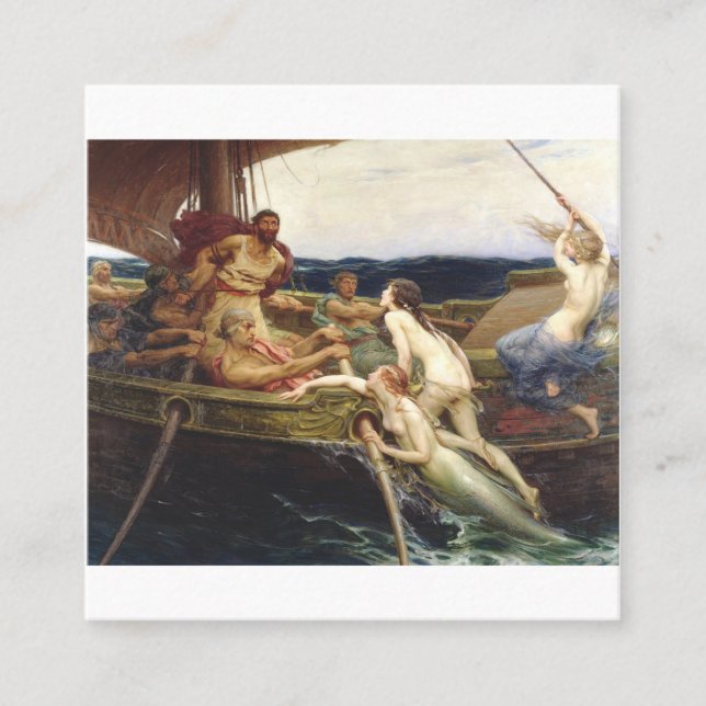 Ulysses And The Sirens - Herbert James Draper 1909 Square Business Card (Front)
