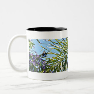 Ulysses butterfly in flight Australia Two-Tone Coffee Mug