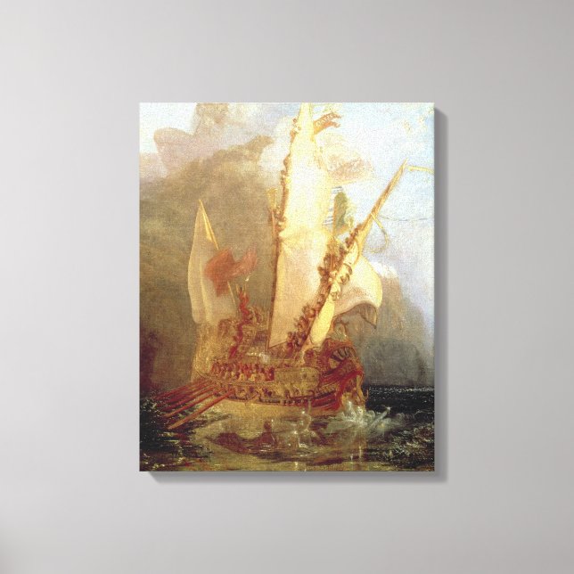 Ulysses Deriding Polyphemus, detail of ship Canvas Print (Front)