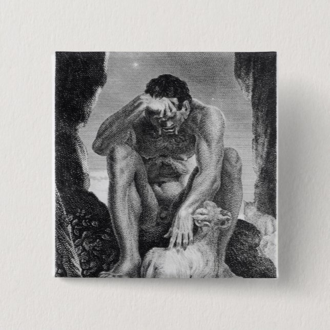 Ulysses Escaping from Polyphemus the Cyclops 2 Inch Square Button (Front)
